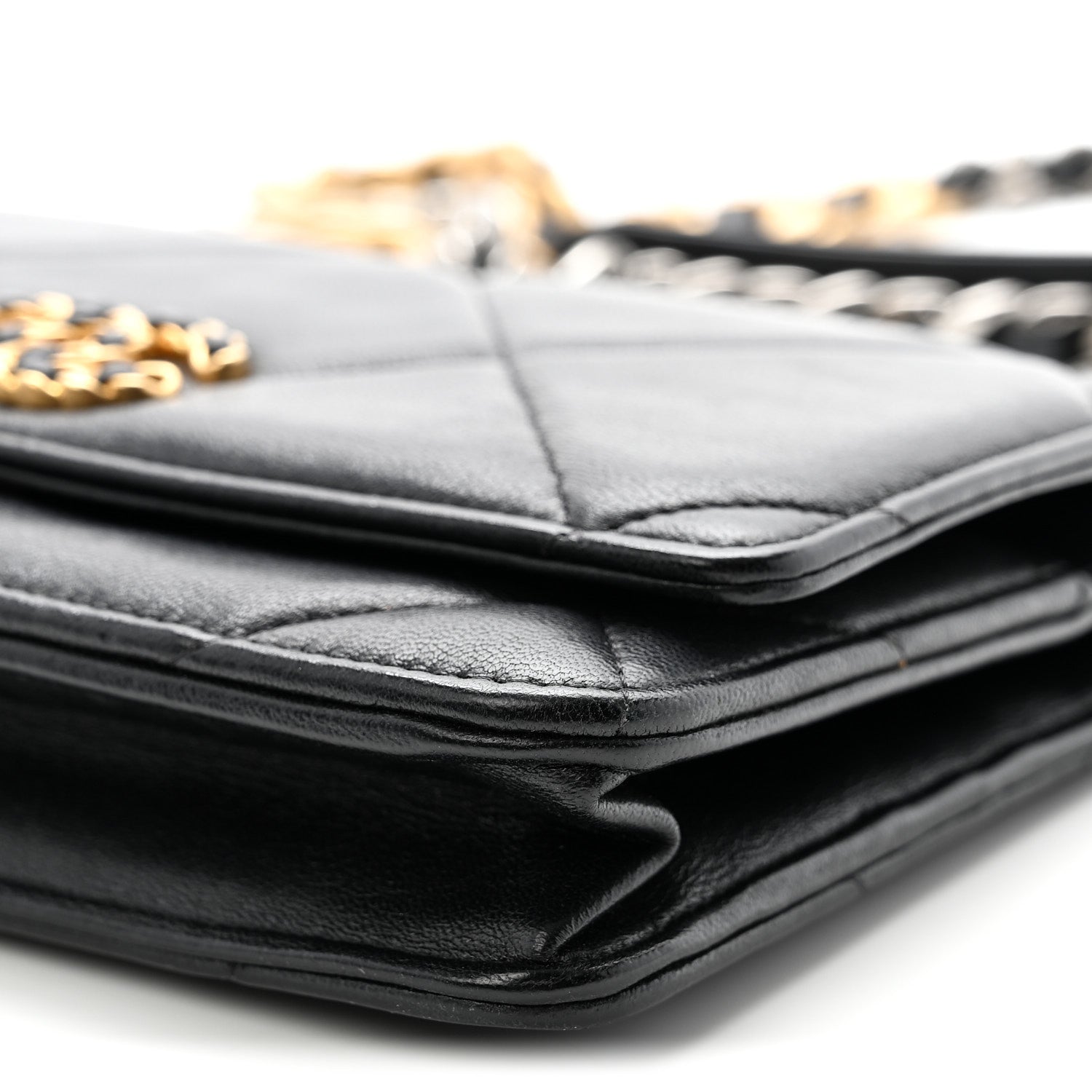 Chanel Lambskin Quilted Chanel 19 Wallet On Chain WOC Black 11 of 12