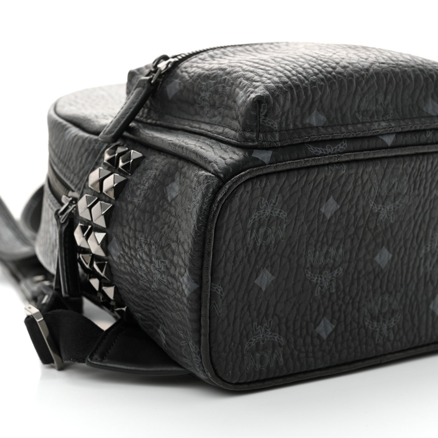 MCM Visetos Side Stud Mini Stark Backpack Black 8 of 10