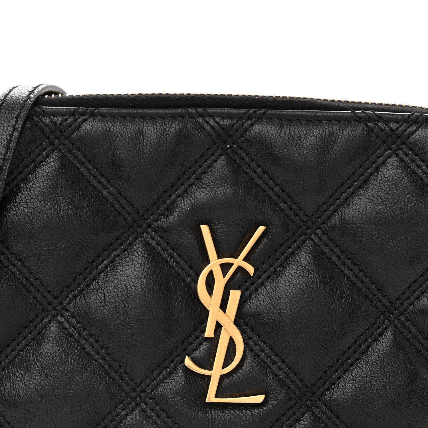 Saint Laurent Grained Lambskin Quilted Mini Becky Double Zip Bag Black 9 of 13