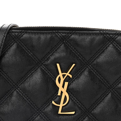 Saint Laurent Grained Lambskin Quilted Mini Becky Double Zip Bag Black 9 of 13