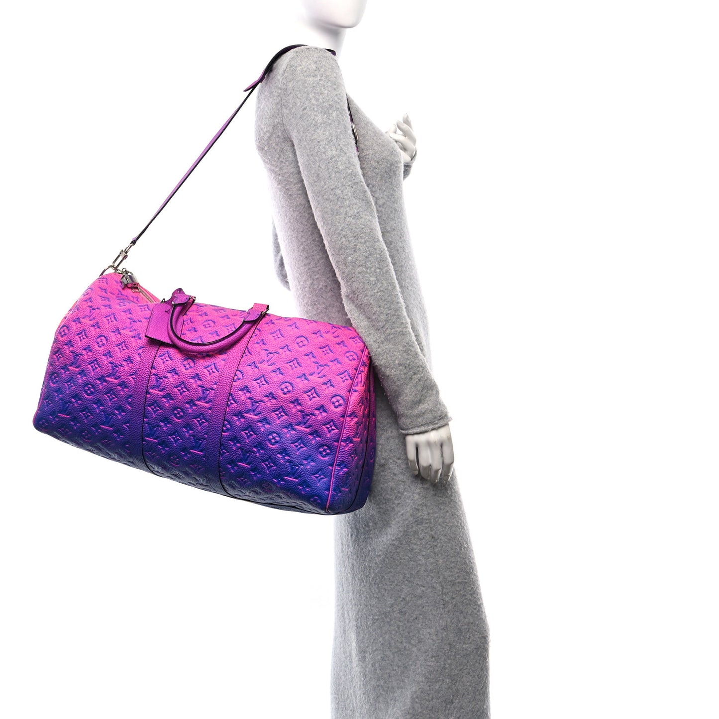 Taurillon Illusion Keepall Bandouliere 50 Bleu Rose