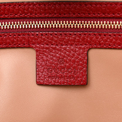 Gucci Straw Jacquard Dollar Calfskin GG Monogram Medium Ophidia Shopping Tote Natural New Cherry Red 6 of 11