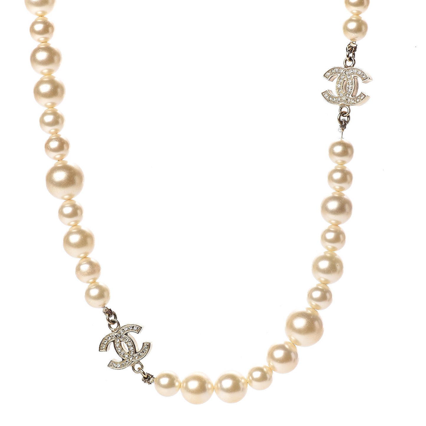 Crystal Pearl CC Short Necklace Gold