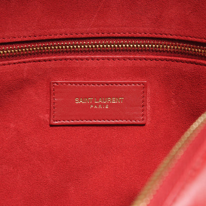 Saint Laurent Lambskin Classic Duffle 12 Bag Red 6 of 7