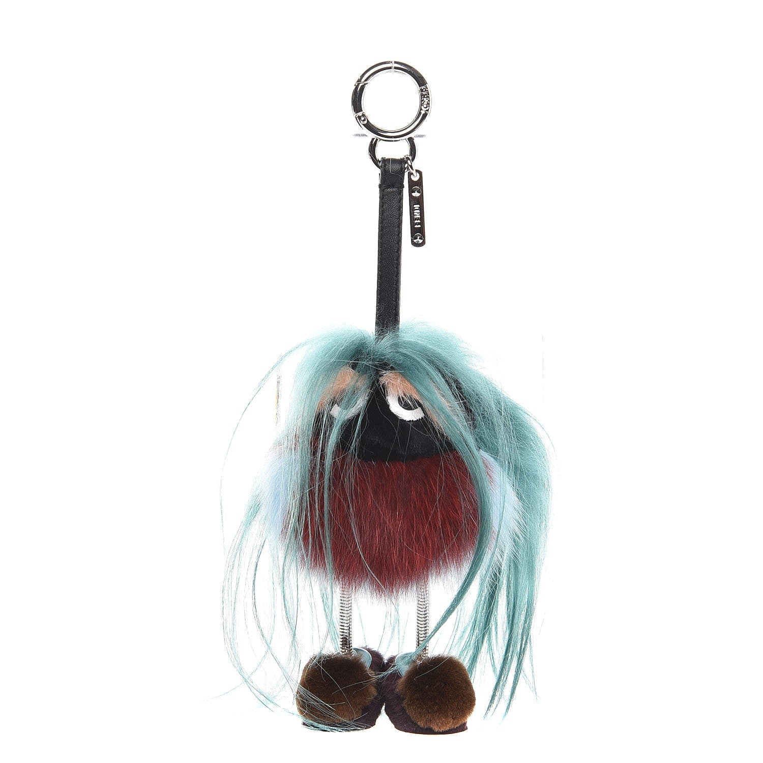 Fendi Goat Mink Fox Fur Mum Wonders Bag Charm Jade Bordeaux 1 of 6