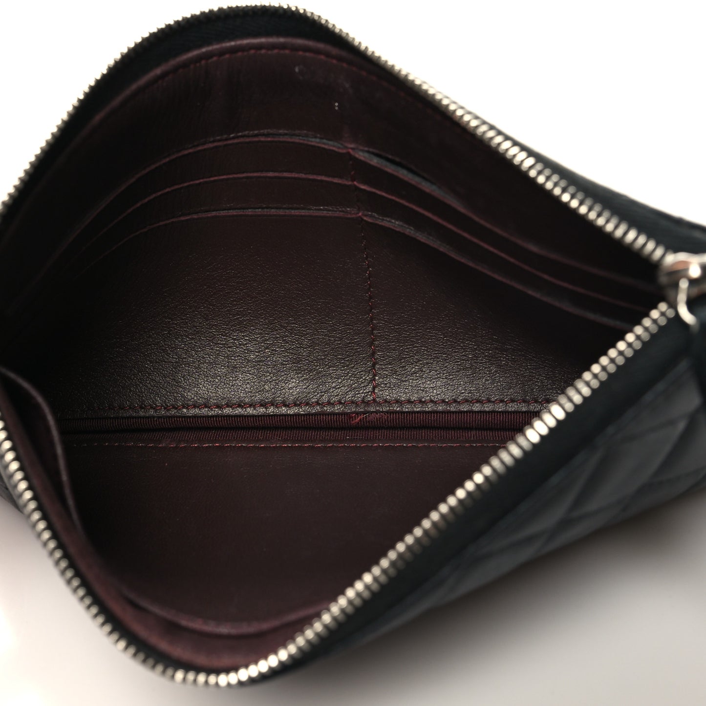 Lambskin Quilted Zip Pouch Black
