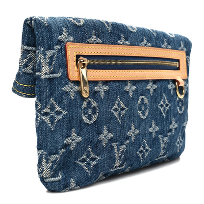 Louis Vuitton Monogram Denim Pochette Plat Clutch Blue 3 of 9
