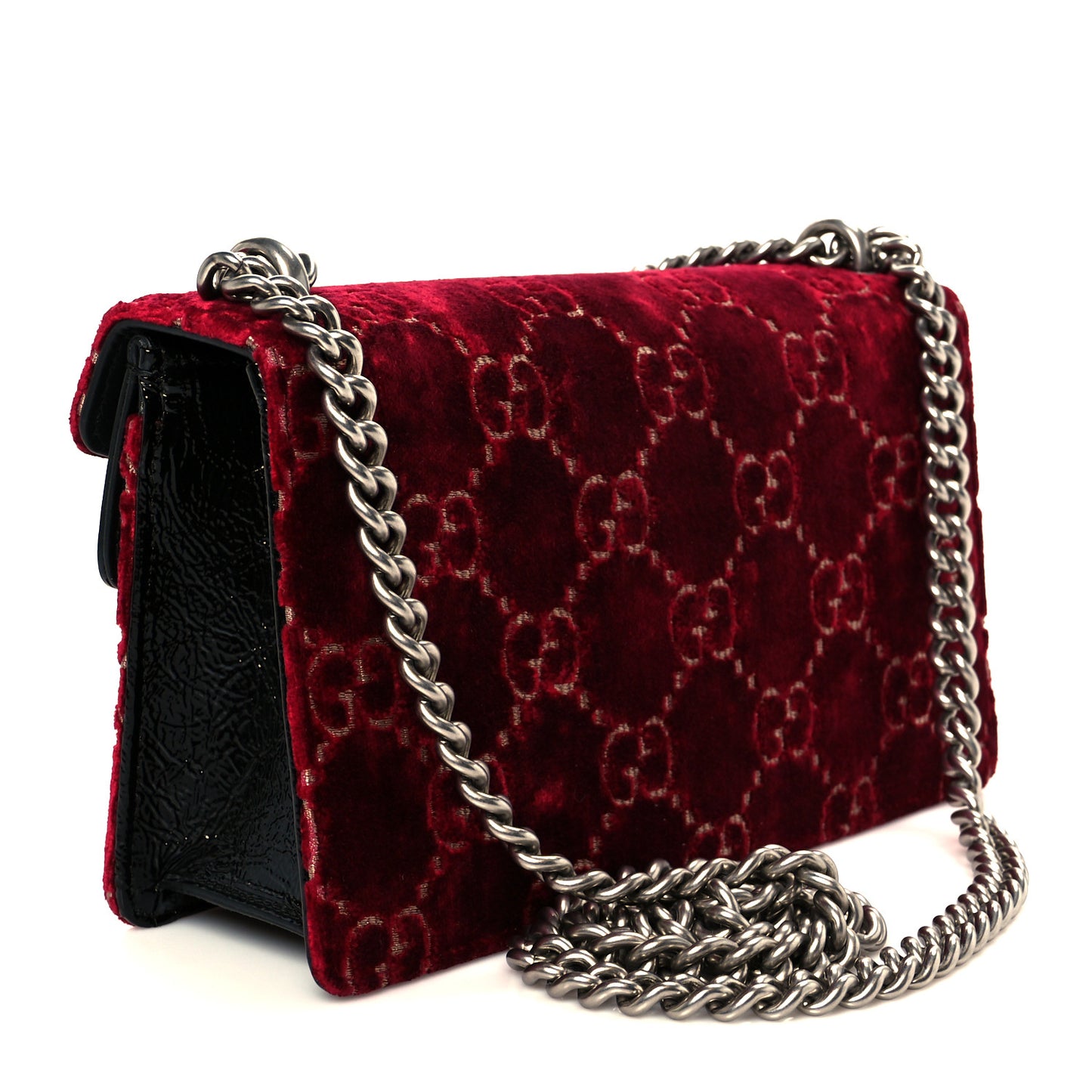 Velvet Skipper Crystal GG Monogram Small Dionysus Shoulder Bag Red Cipria Black Black Diamond