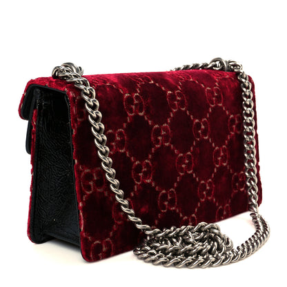 Gucci Velvet Skipper Crystal GG Monogram Small Dionysus Shoulder Bag Red Cipria Black Black Diamond 3 of 11