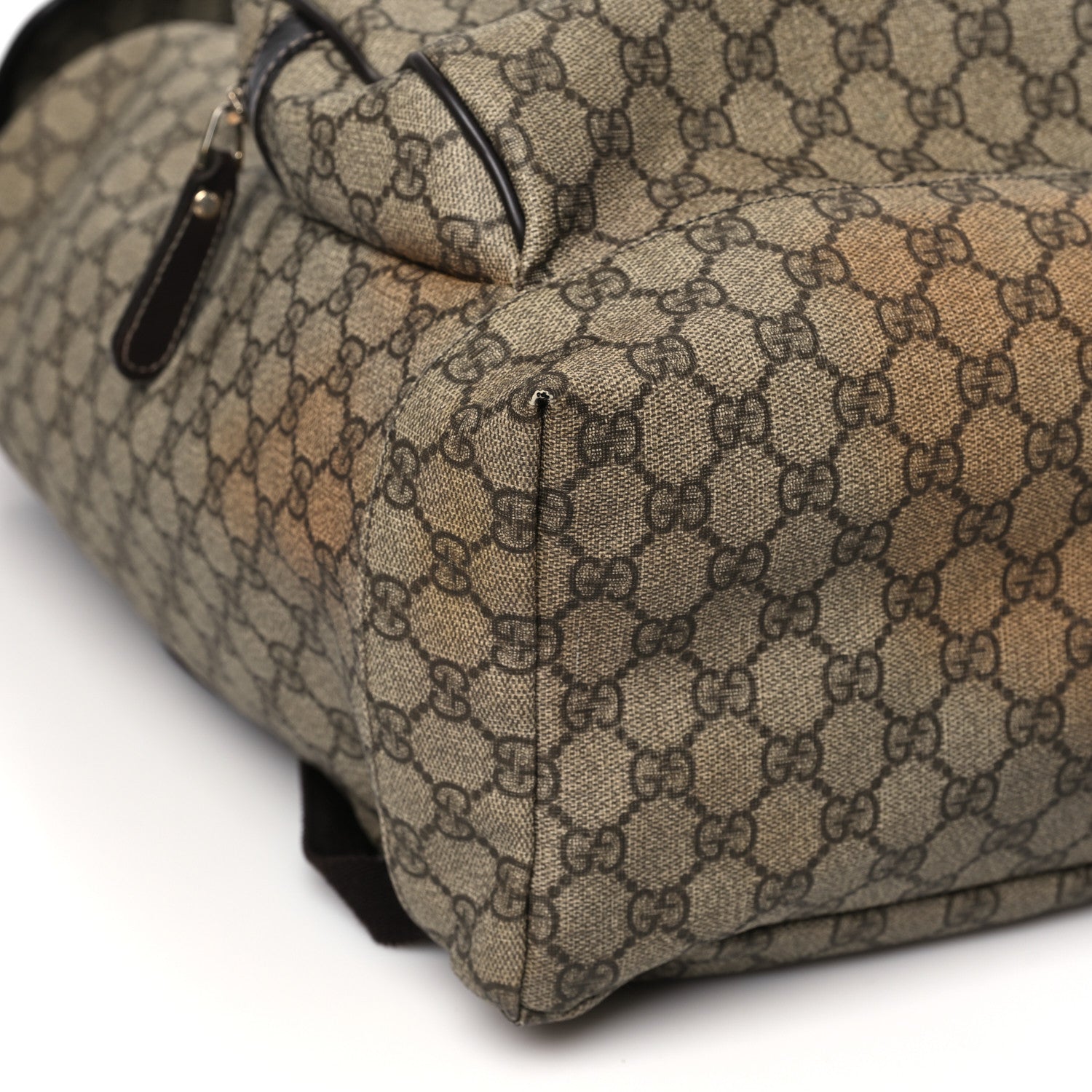 Gucci GG Supreme Monogram Medium Single Buckle Rucksack Backpack Beige Ebony Brown 5 of 9