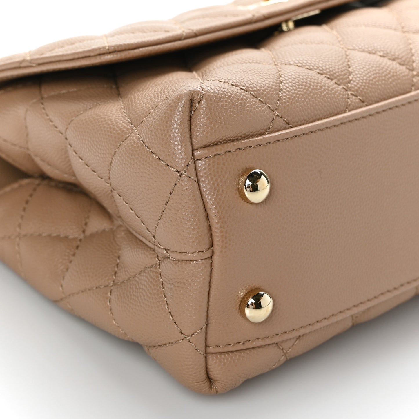 Caviar Quilted Mini Coco Handle Flap Brown