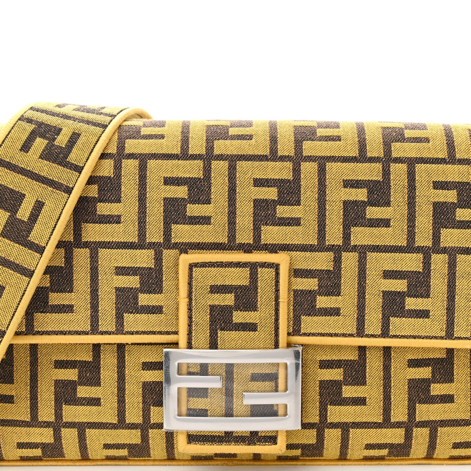 Fendi x FRGMT Woven Fabric Jacquard FF Embroidered Baguette Mimosa 8 of 11