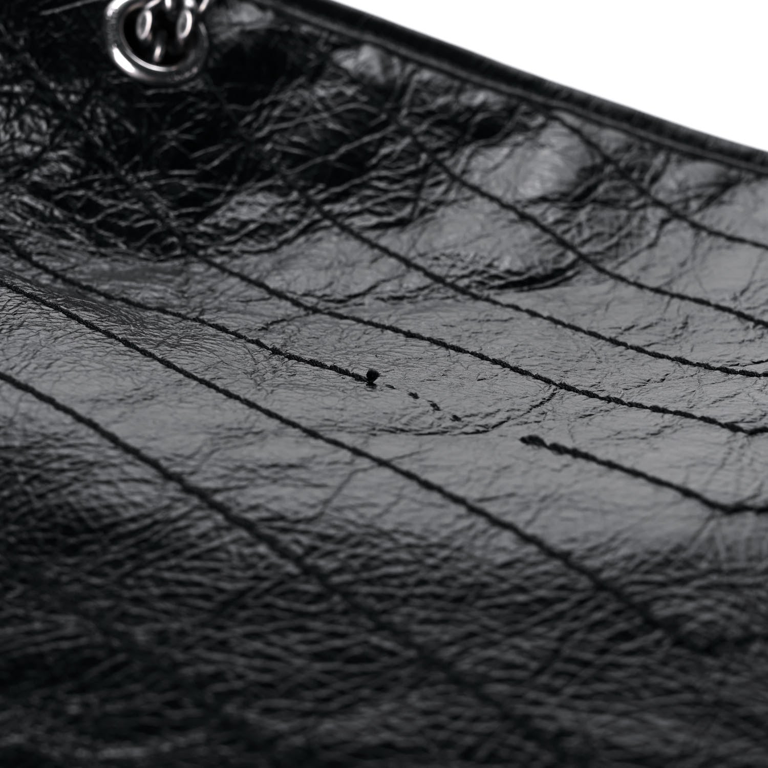 Saint Laurent Crinkled Calfskin Matelasse Monogram Large Niki Shopping Tote Bag Black 12 of 12