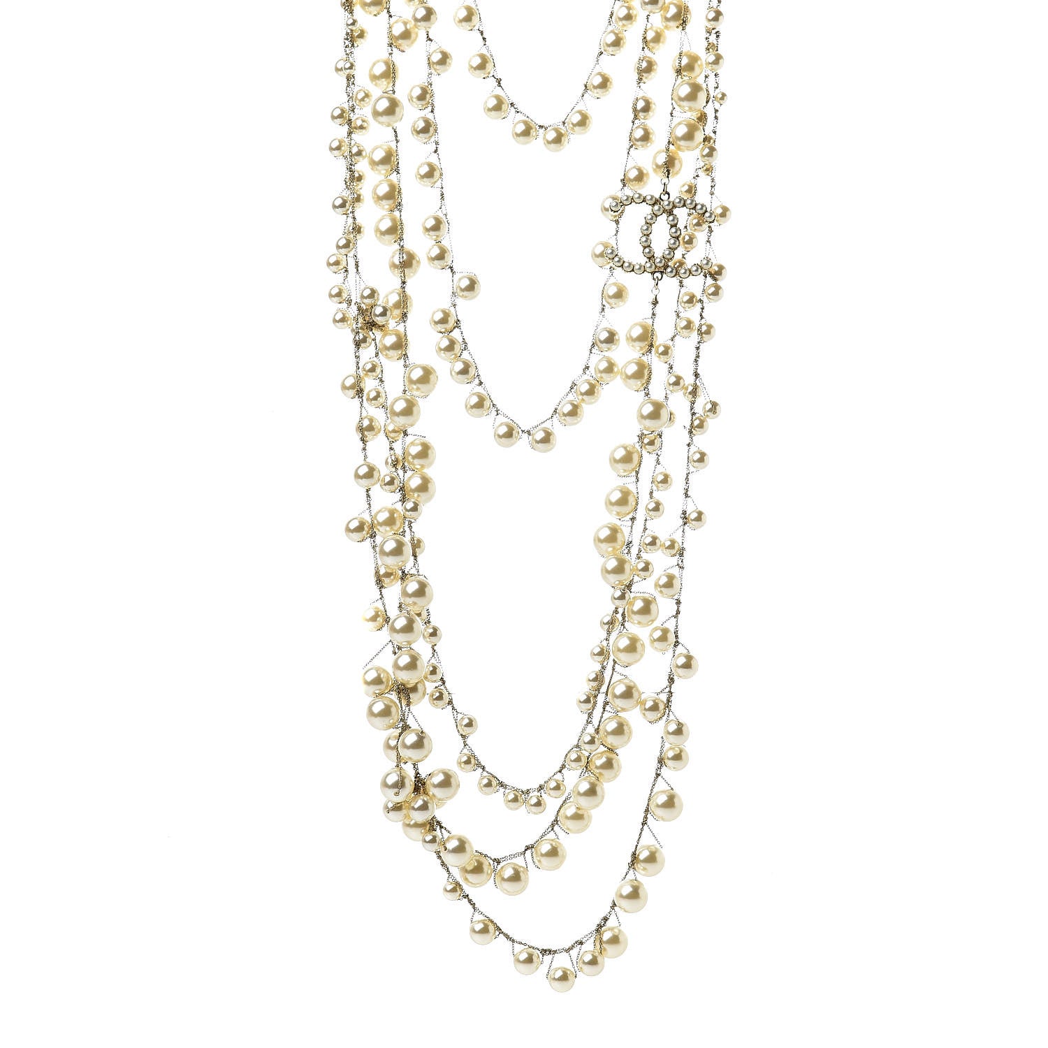 Chanel Pearl CC Long Multistrand Necklace Gold 1 of 5