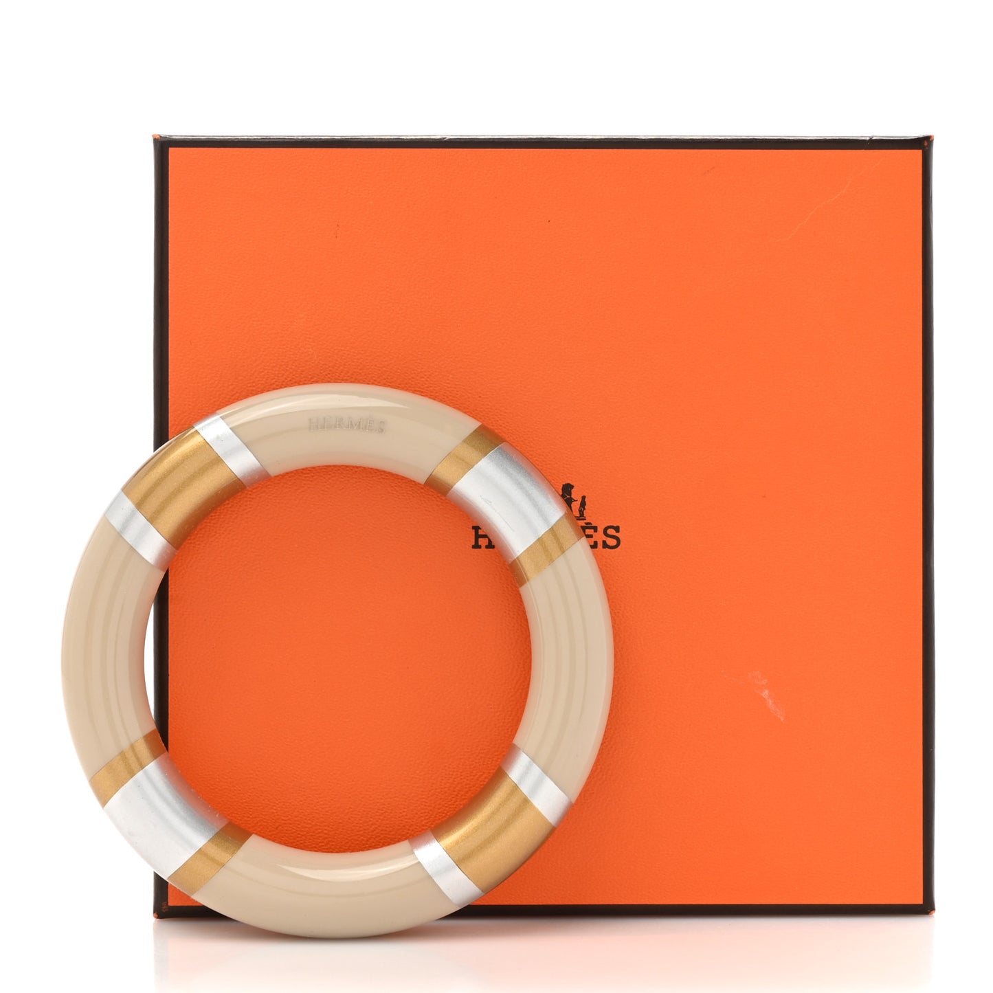 Lacquered Wood H Equipe GM Bangle Bracelet T2 Gold