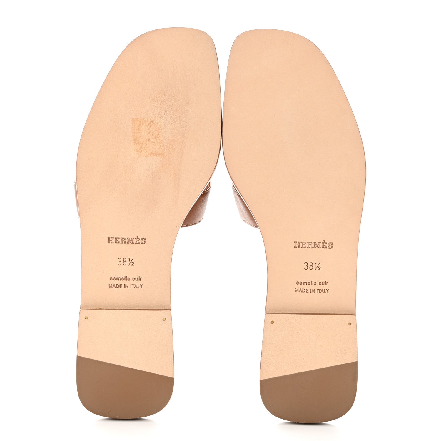 Hermes Box Calfskin Oran Sandals 38.5 Gold 5 of 9