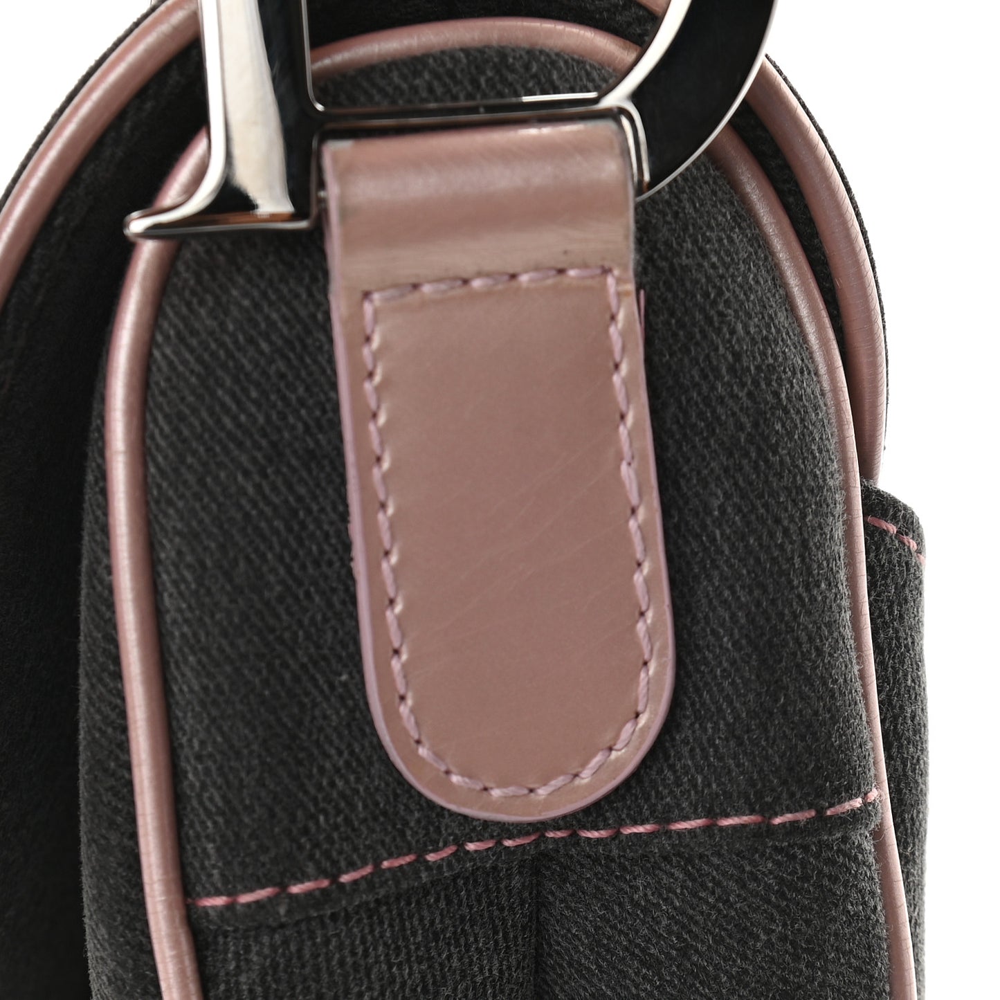 Patent Denim Jeans Saddle Bag Grey Pink