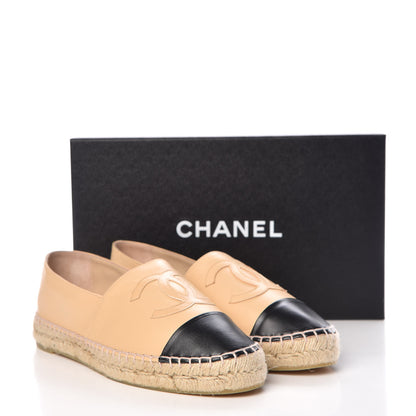 Chanel Lambskin CC Espadrilles 39 Beige Black 10 of 10