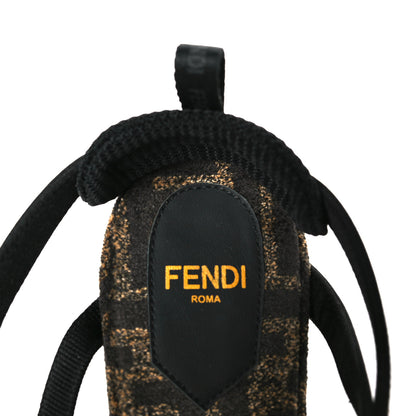 Fendi Fabric Jacquard FF Colibri Lite 85mm Slingback Pumps 40 Tobacco Black 8 of 9