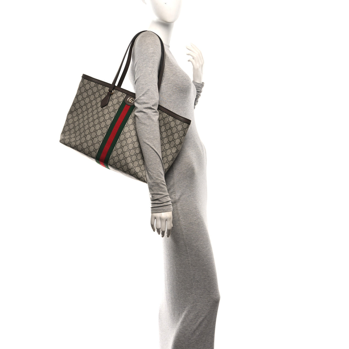 GG Supreme Monogram Medium Ophidia Shopping Tote Brown