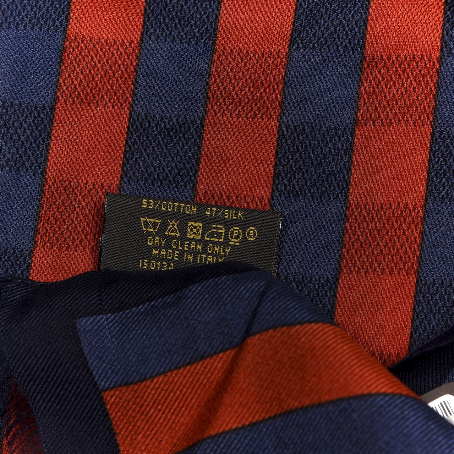 Cotton Silk Damier Stripe Stole Blue Red