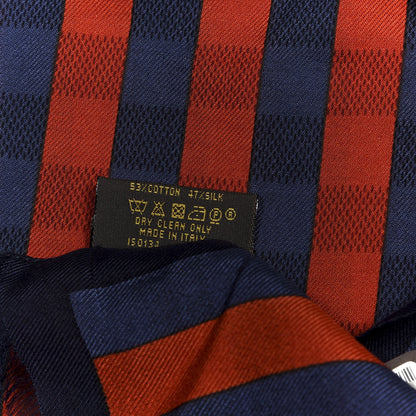 Louis Vuitton Cotton Silk Damier Stripe Stole Blue Red 3 of 4
