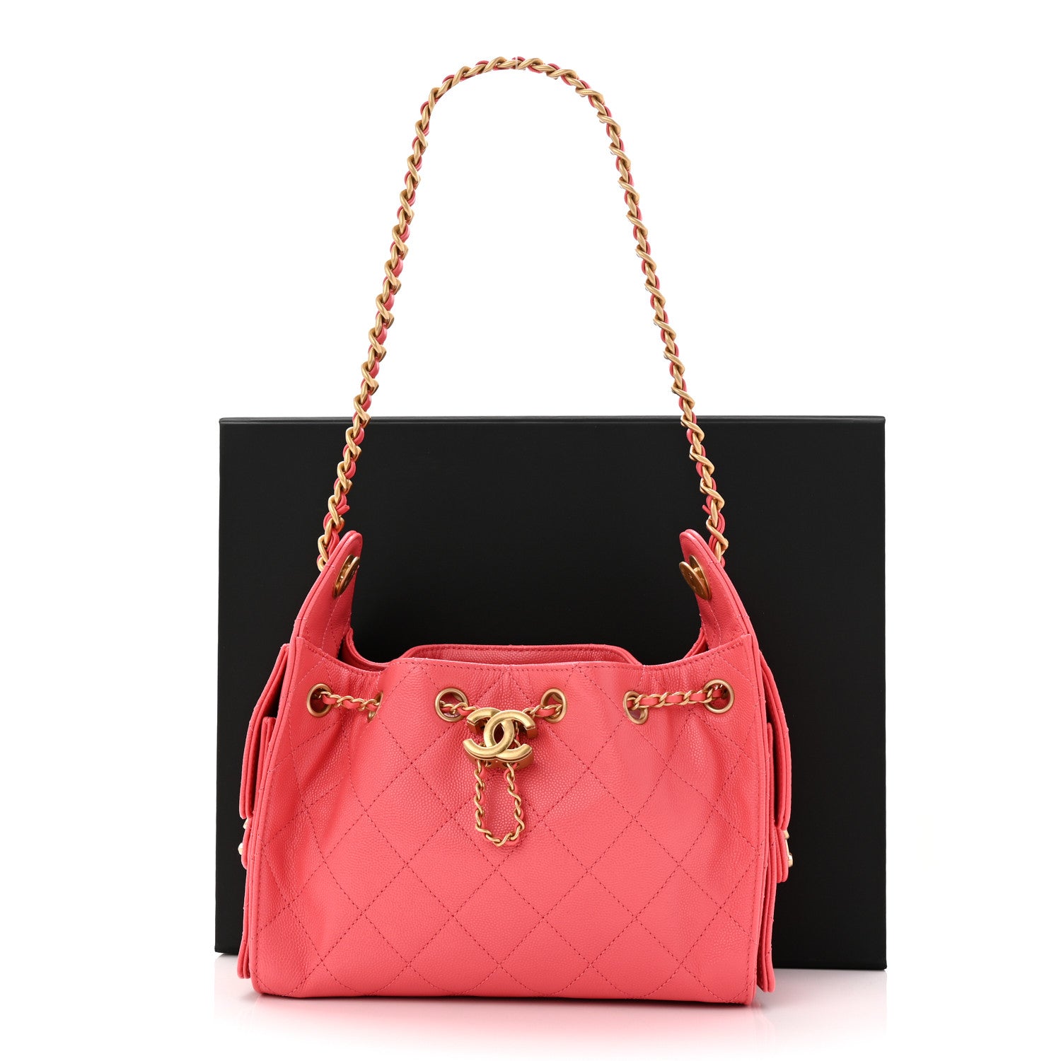 CHANEL スーパーレア物図鑑 1997年11月号 Chanel Caviar Quilted Mini Chanel 25 Handbag Coral 1797971
