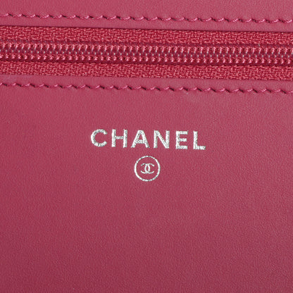 Chanel Patent Quilted Brilliant Wallet On Chain WOC Dark Pink 7 of 8