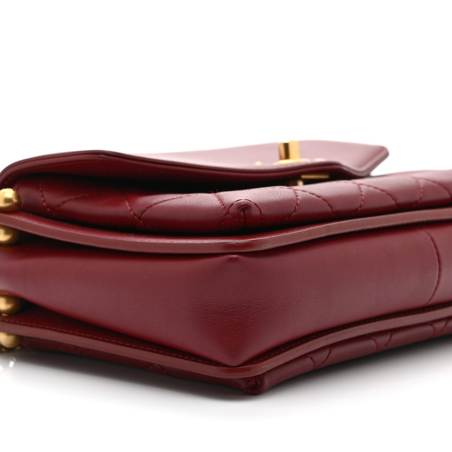 Calfskin Quilted Envelope Flap Dark Red