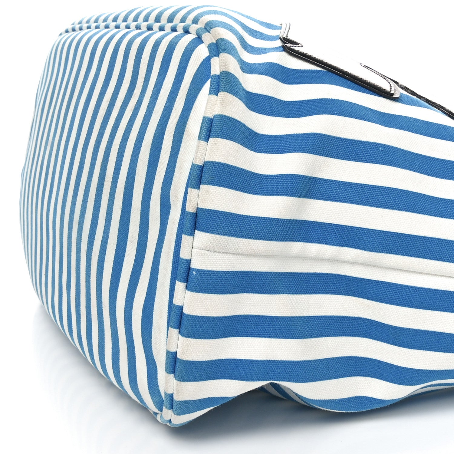 Prada Canvas Striped Comic Shopping Tote Blue White 10 of 10