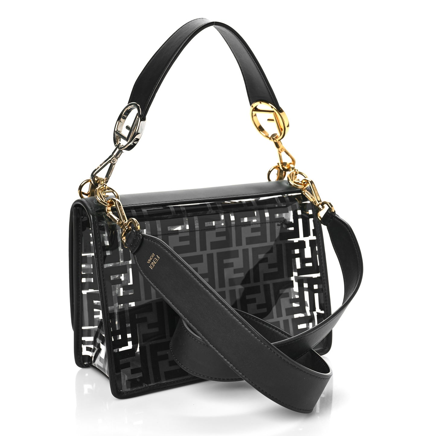 TPU FF Vitello Century F is Fendi Kan I Shoulder Bag Black