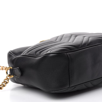 Gucci Calfskin Matelasse Medium GG Marmont Chain Shoulder Bag Black 6 of 10
