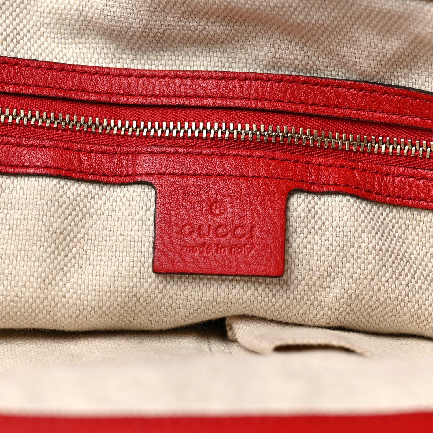 Gucci Pebbled Calfskin Medium Soho Shoulder Bag Red 6 of 13