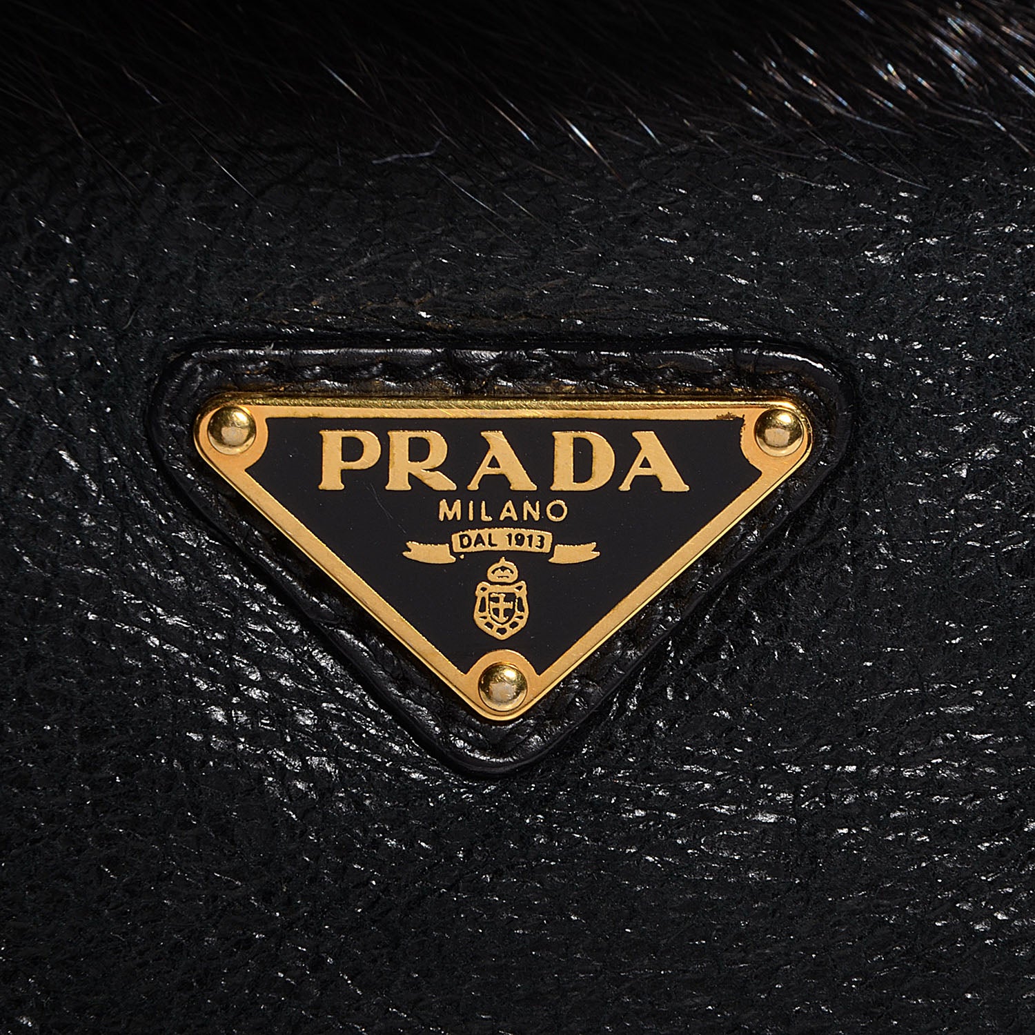Prada Shearling Mink Fur Crocodile Shoulder Bag Black 83372