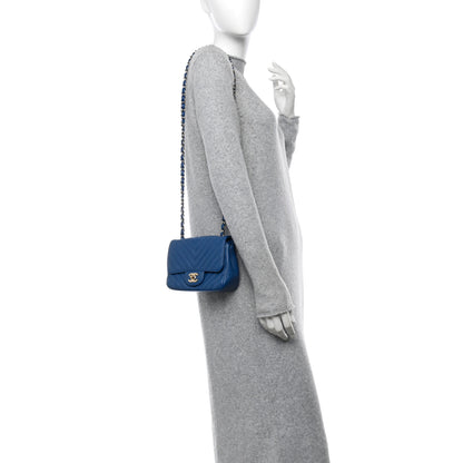 Chanel Lambskin Chevron Quilted Mini Square Flap Blue 2 of 10