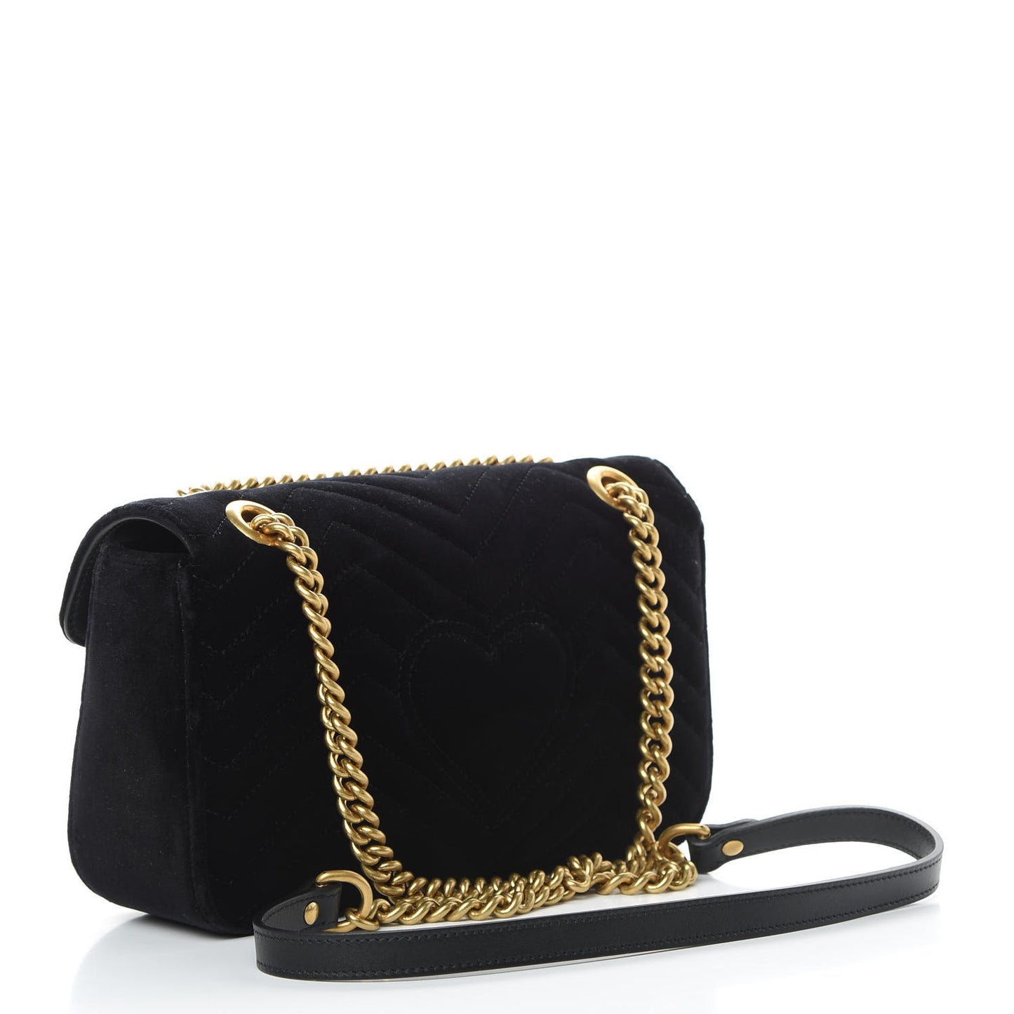 Velvet Matelasse Small GG Marmont Shoulder Bag Black