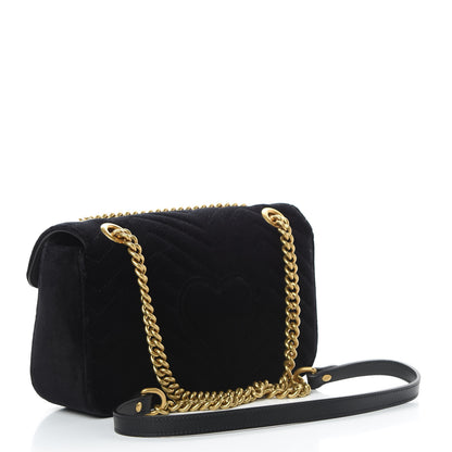 Gucci Velvet Matelasse Small GG Marmont Shoulder Bag Black 4 of 11