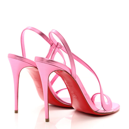 Christian Louboutin Kid Laminato Satin PVC Rosalie 100 Sandals 38 Glam 4 of 9