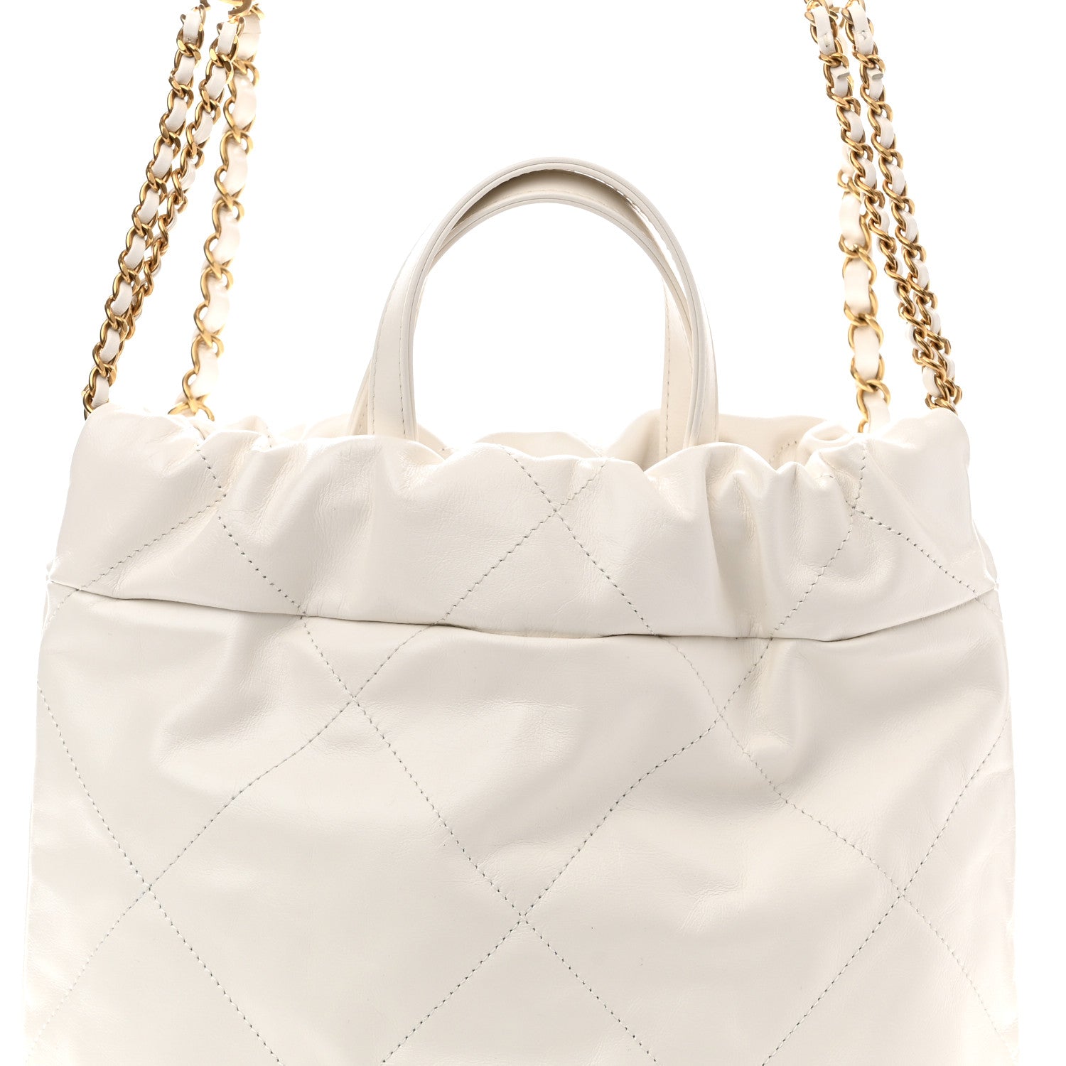 Chanel Shiny Calfskin Quilted Chanel 22 Backpack White 1918799 – FASHIONPHILE