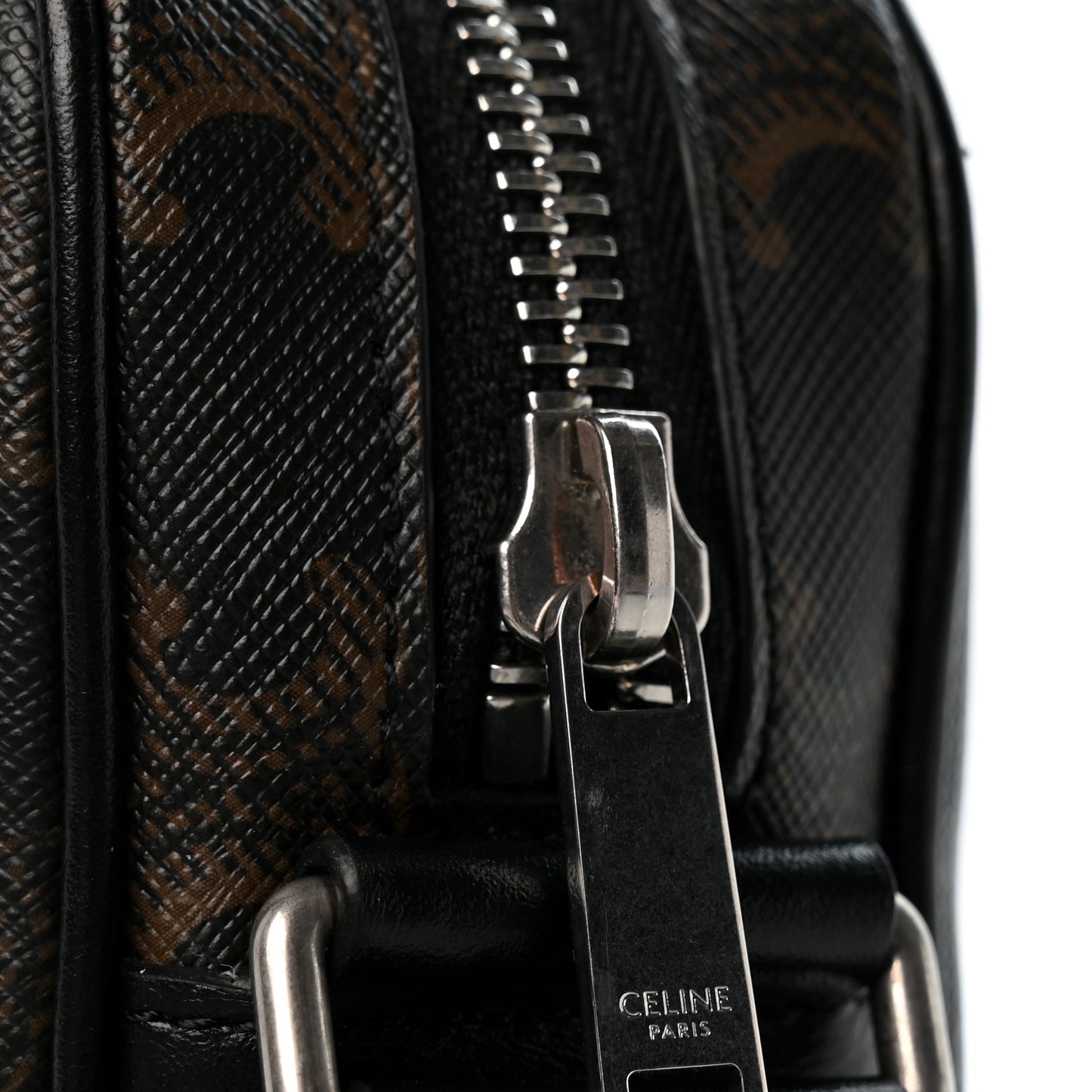 Triomphe Canvas Medium Horizontal Messenger Bag Black