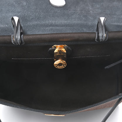 Hermes Military Toile Vache Hunter Herbag Zip Retourne 31 PM Black Ebene 4 of 4