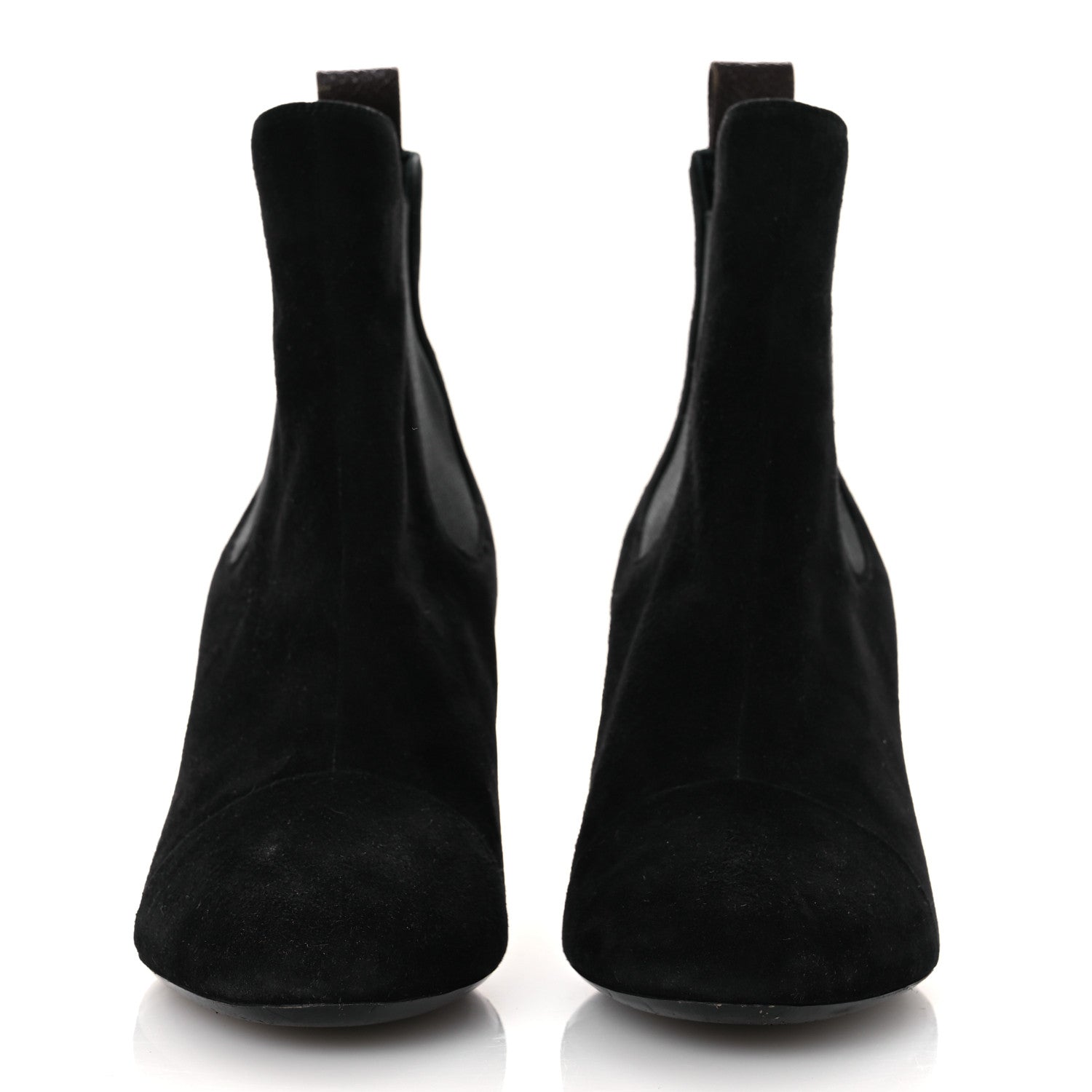 Louis Vuitton Suede Monogram Uniformes Cap Toe Chelsea 75mm Ankle Boots 37.5 Black 3 of 11