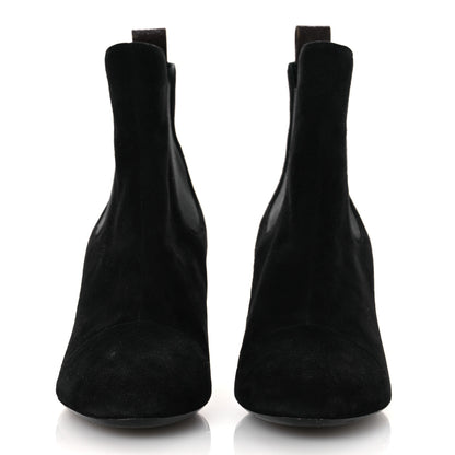 Louis Vuitton Suede Monogram Uniformes Cap Toe Chelsea 75mm Ankle Boots 37.5 Black 3 of 11