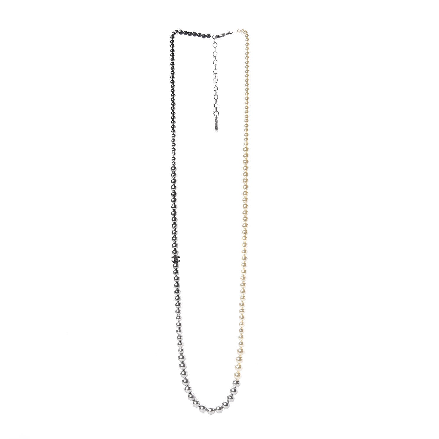 Chanel Graduated Pearl CC Long Necklace Ruthenium 3 of 7