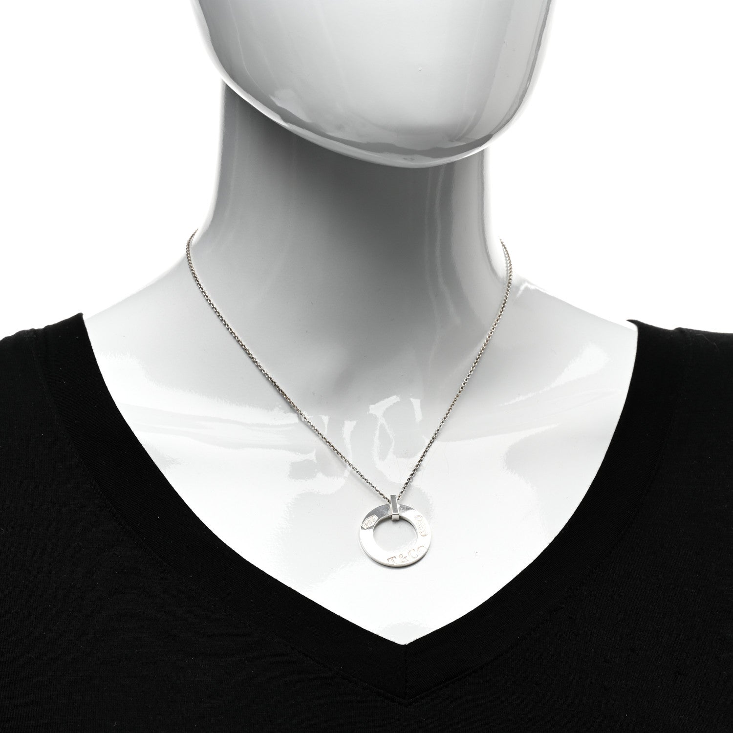 Tiffany Sterling Silver 1837 Open Circle Pendant Necklace 2 of 4