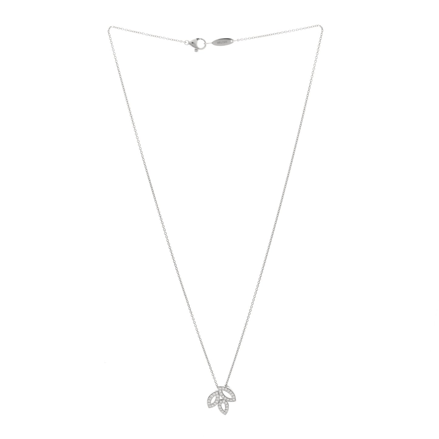 Platinum Diamond Small Lily Cluster Pendant Necklace