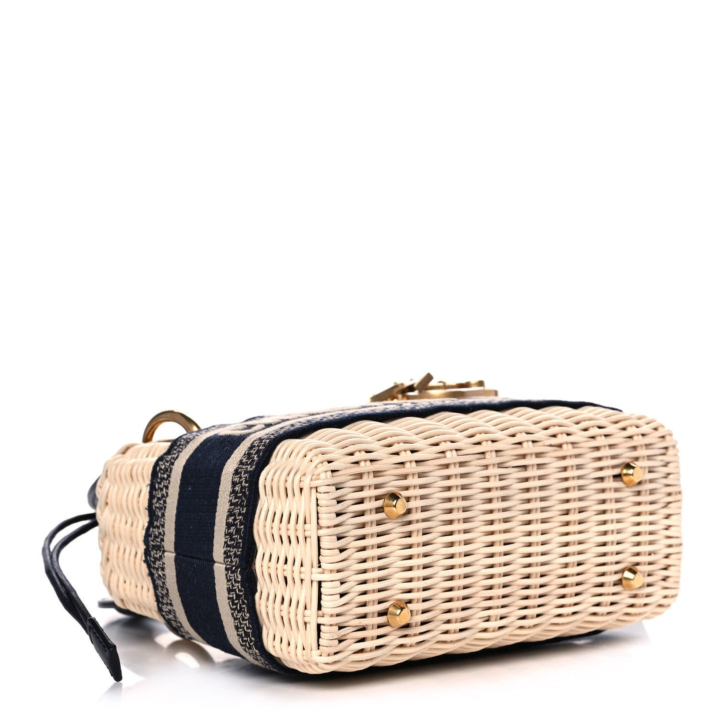 Wicker Oblique Mini Lady Dior Bag Blue