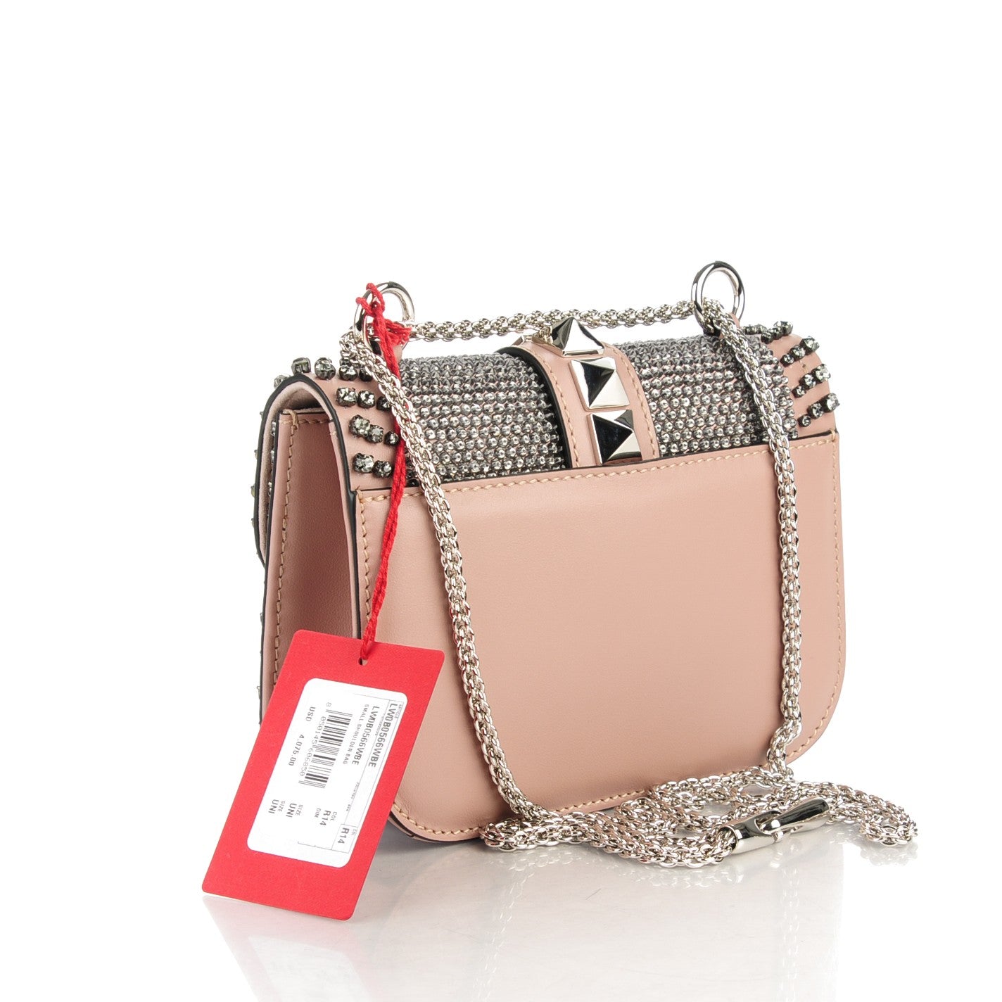 Vitello Crystal Embellished Small Glam Lock Rockstud Flap Multicolor