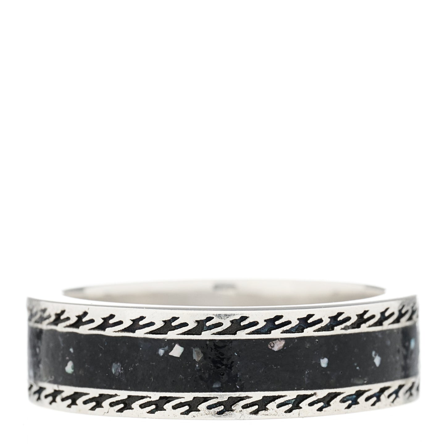 Sterling Silver Enamel Interlocking G Band Ring 56 7.5