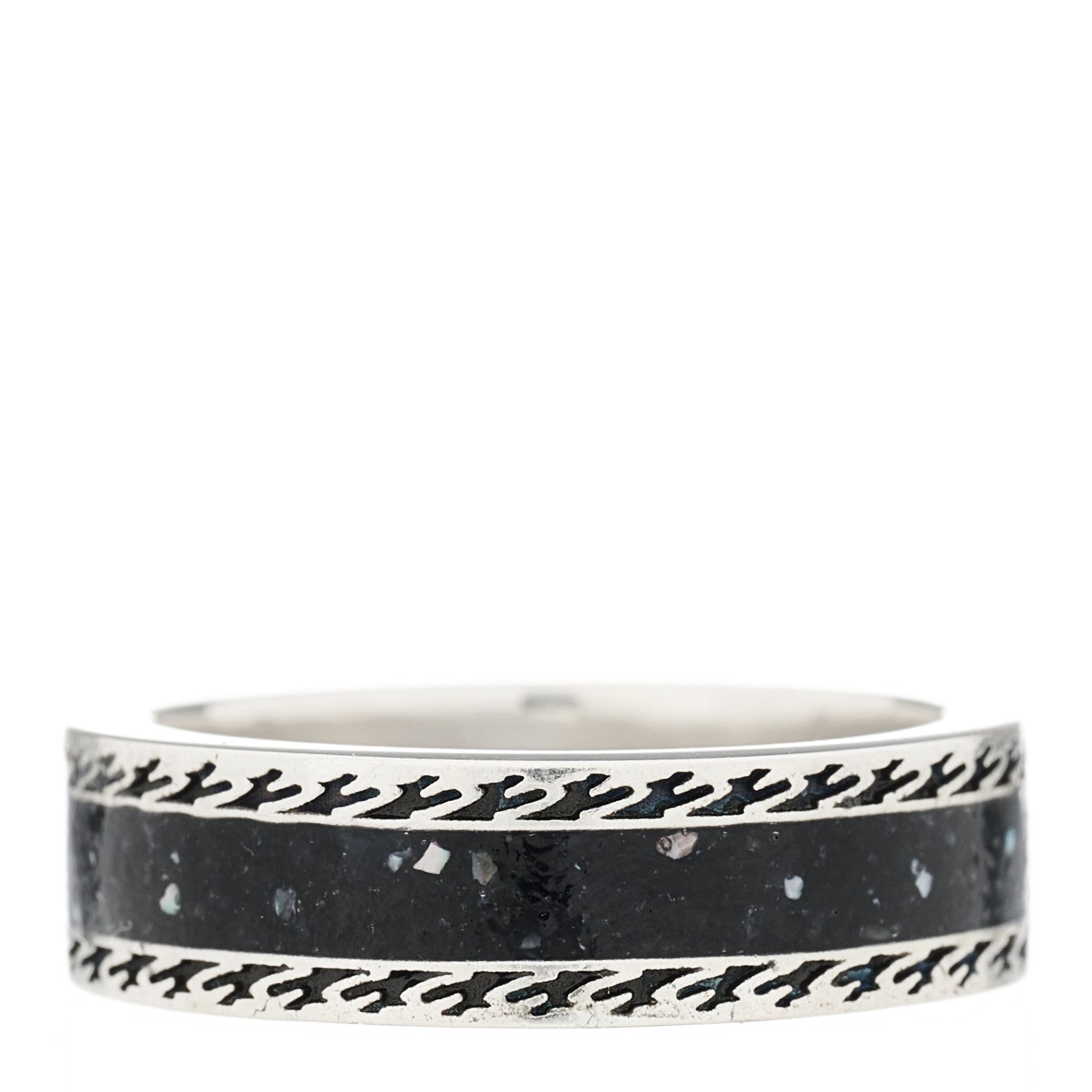 Gucci Sterling Silver Enamel Interlocking G Band Ring 56 7.5 4 of 7